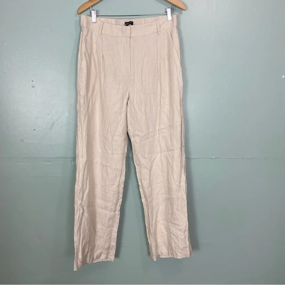 Quince Pleated‎ Linen Trouser Pants Cream Size 16